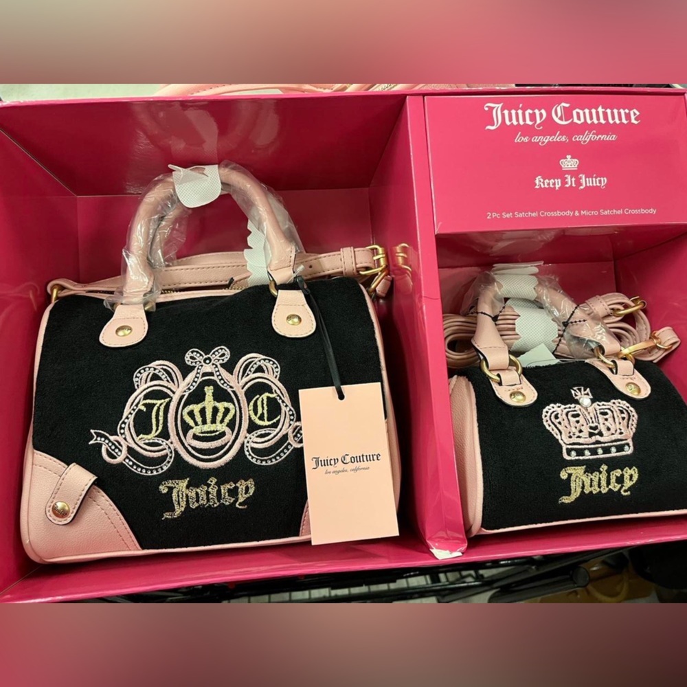 Juicy Couture Black and Pink satchel set